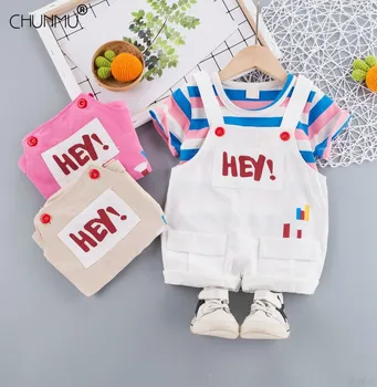 Băiețelul Seturi de Haine de Vară de Îmbrăcăminte pentru Sugari Set Drăguț Scrisoare de Imprimare Singur Pieptul T-shirt Salopete Fată Costum Copil Nou-născut Set