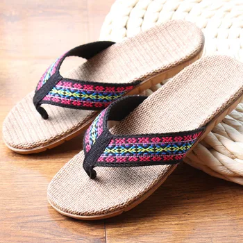 Noua Lenjerie de Vara pentru Femei Papuci Etnice Zăbrele Material Eva tv cu Non-Alunecare In Flip-Flop Acasă Diapozitive Doamna Sandale de Paie pe Plajă pantof
