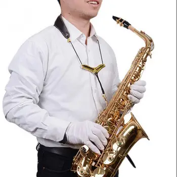Autentice Din Piele De Saxofon Dublu Umăr Gât Curea De Piele De Vacă Material Reglabil Sax Etapă A Juca Gât Curea De 2 Culori Opțional