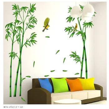 Verde Pădure de Bambus Autocolante de Perete de Vinil DIY Decorative Artă Murală pentru Living Cabinet Decor Decor Acasă