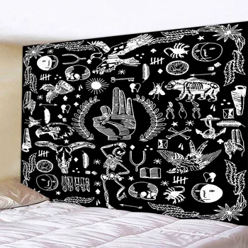 CAMMITEVER Craniu Yoga Tapiserie de Călătorie Pad de Dormit Țesătură de Poliester pe Schelet Imprimat pe Perete Tapiserie