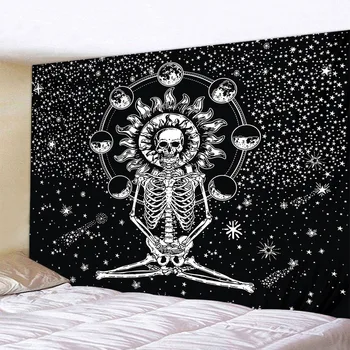 CAMMITEVER Craniu Yoga Tapiserie de Călătorie Pad de Dormit Țesătură de Poliester pe Schelet Imprimat pe Perete Tapiserie