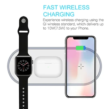 QI 3 In 1 Încărcător Wireless Pentru iPhone 11 XS XR X 8 Apple Watch Airpods Pro iWatch 5 4 3 10W Încărcare Rapidă Pad Pentru Samsung S20 S10