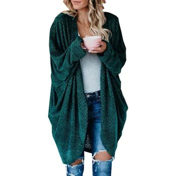 Plus dimensiune femei pulover moda cardigans loose maneci lungi tricotate haina casual solid de sex feminin gri verde cardigan