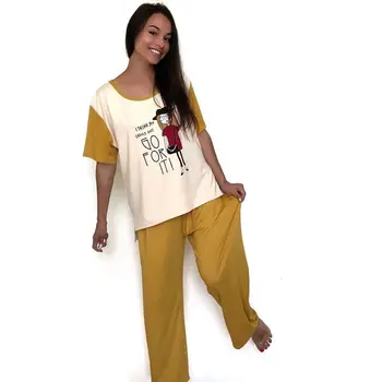 FINETOO Lapte de Mătase pentru Femei Pijamale Gât Rotund Pijamale Laides Costum cu Maneci Scurte Pantaloni Lungi de Pijama Femei Plus Dimensiune Haine de Acasă