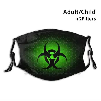 Biohazard! ( Verde ) Print Reutilizabile Pm2.5 Filtru DIY Gura Masca de Copii cu risc Biologic Periculoase Distanța Socială