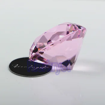 HIERKYST 1 buc Sticla Roz Cristal de Diamant Prespapier Curcubee Taie Meserii, Decorare Nunta Europa Stil Ornamente 50mm #3913-4