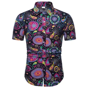 2020 Moda de Vara Noi Barbati Casual Boutique Maneca Scurta Beach Shirt / Om Holiday Beach Florale Cămașă de Flori
