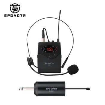 EPGVOTR UHF Wireless Sistem de Microfon cu Bodypack Cască Lavaliera Rever Mic 30 de Canale Reglabile Reîncărcabilă Receptor 50 m