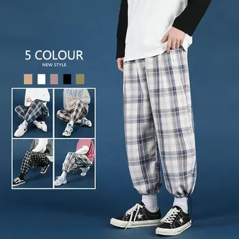 Primavara-Vara Pantaloni Carouri Barbati Moda Retro Pantaloni Casual Barbati Streetwear coreean Hip-hop Direct Pantaloni Largi Pantaloni Barbati