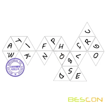 Bescon Alfabetul Zar cu 20 de Fete La Majuscule, 20 Părți Scrisoare Zaruri, Set 3pcs