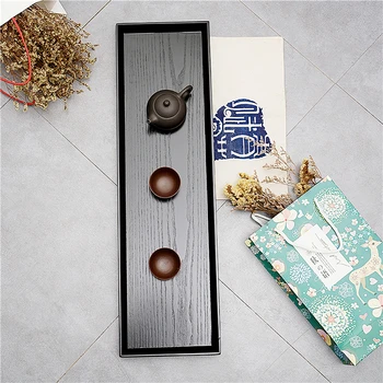 Tava din lemn în Stil Japonez Negru Creativitatea Dreptunghi 66cm Cafea Set de Ceai Palet Alimente Farfurie de Tort Bucătărie Acasă Depozitare Consumabile