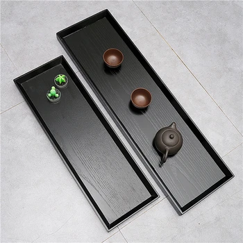Tava din lemn în Stil Japonez Negru Creativitatea Dreptunghi 66cm Cafea Set de Ceai Palet Alimente Farfurie de Tort Bucătărie Acasă Depozitare Consumabile