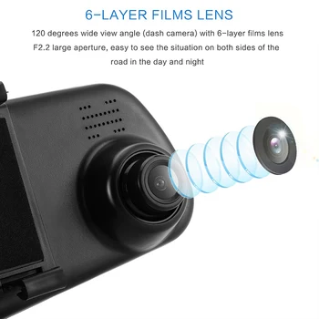 4.3 Inch Auto Oglinda retrovizoare FHD 1080P Dvr Dashcam Video Recorder Dual Lens Viziune de Noapte G-Senzor Auto Registrator
