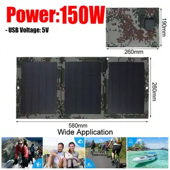 Pliabil 150W 5V Dual USB Panou Solar Portabil Pliant Celulă Solară rezistent la apa Panou Solar Încărcător de Putere Mobil Încărcător de Baterie