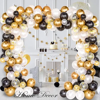 120pcs Aur Negru Baloane Confetti Set Chrome Ballon Ziua Deco Petrecere de Nunta de Decorare de Nunta Aniversare Global Metalice