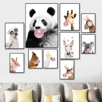 Câine, Panda, Koala, Giraffe Arta De Perete Panza Pictura Nordică Poster Și Printuri De Animale Perete Imaginea Copii Baby Room Decor Scandinav