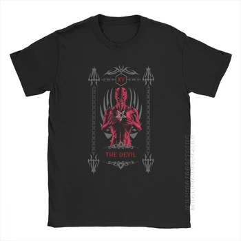 Diavolul XV Carte de Tarot pentru Bărbați T-Shirt Magicianul Craniu Magic Tricou cu Maneci Scurte T-Shirt din Bumbac Plus Dimensiune Topuri