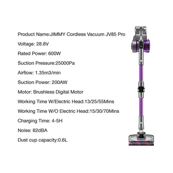 JIMMY JV85 Pro Portabile fără Fir Flexibil Aspirator 200AW Putere de Aspirare 70 De Minute Zgomot Redus Anti-lichidare de Păr Acarianul