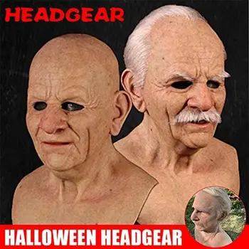 Latex Bătrân Masca Bărbat Deghizat Cosplay Costum Petrecere de Halloween Înfricoșător Realist Amuzant Măști de Performanță Prop Bătrân cu Părul