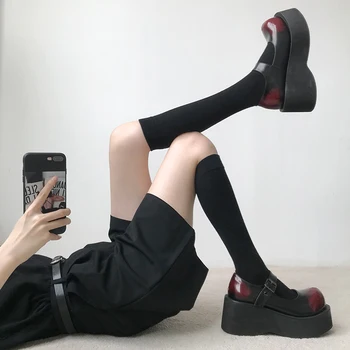 Gotic Pantofi de sex Feminin Japonez Jk Harajuku Mary Jane Tocuri Platforma Fata Dulce Lolita Pu Întuneric Loli Student Femei Pantofi de Vara