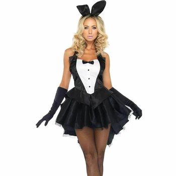 3Pcs Femei Bunny Rochie de Mănuși de Susținere Halloween Cosplay Costum Set