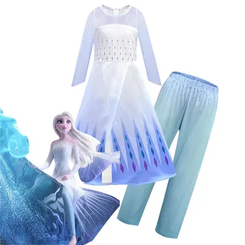 2019 nou Anime Congelate 2 cosplay Elsa regina copil de sex feminin rochie de Tifon mantie pantaloni de Costum Carnaval de Halloween Crăciun îmbrăcăminte set