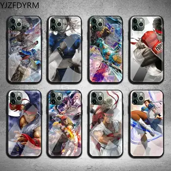 YJZFDYRM Joc luptători de stradă Caz Telefon din Sticla Temperata Pentru iPhone 11 XR Pro XS MAX 8 X 7 6S 6 Plus SE 2020 caz