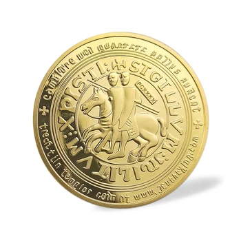 Placat cu aur de monede,5 buc/lot, Cavalerii Templieri Crucea Masonice Monedă de Aur,de ambalare într-o capsulă din material plastic+sac de opp