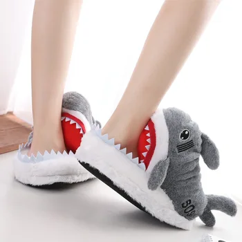 Designer Amuzant Rechin Papuci Femei De Start Drăguț Pantofi Papuci De Fete Kawaii Cald De Interior Animal Cu Blană, Pantofi Papuci De Casă Dormitor