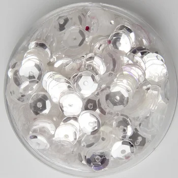 50g 8mm Culoare Strălucitoare, Paiete Cupa Rotund Paillette Cristal Transparent Alb Confetti Paiete