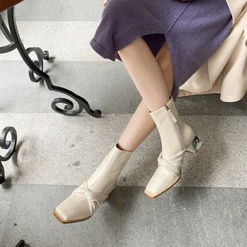 FEDONAS Moda Pantofi din Piele naturală Femeie Fluture Nod Tocuri inalte Cizme Pentru Femei de Iarnă de Nunta Dans Glezna Cizme Noi