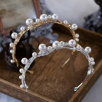 Coreeană Handmade Perle Mirese Benzi Mini Mireasa Tiara Diadema Petrecere Accesoriu De Păr
