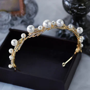 Coreeană Handmade Perle Mirese Benzi Mini Mireasa Tiara Diadema Petrecere Accesoriu De Păr