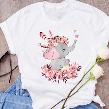 Femeile Grafic de Floarea-soarelui Elefant Drăguț Imprimate de Imprimare de Moda de Îmbrăcăminte 90 Haine Doamna Teuri Topuri Femei T Shirt pentru Femei T-Shirt