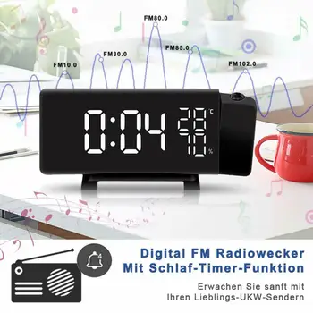 2xusb Digital Radio Ceas Cu Proiectie Ceas de Dormit Ceas Deșteptător Ecran cu Led-uri Radio Prognoza Meteo Ceas Termo-higrometru