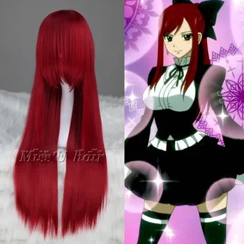 Anime Fairy Tail Erza Scarlet 80cm Lung și Drept Peruca Cosplay Femei Anime Costum Peruca Par Sintetic Peruca + Capac de Peruca