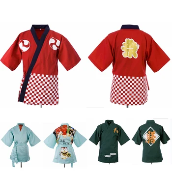Japoneze uniforme bucatar Restaurant cu preparate din Bucătăria Bucatar de Sushi Jachete Kimono de vară haine de Lucru Găti costum de Bucătărie Jacheta Salopeta Topuri