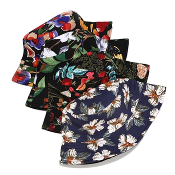 Ins Moda Floare de Imprimare Găleată Pălării Femei față-verso Utilizat Pescar Pălărie de sex Feminin Parasolar Capace de Călătorie Pliere protecție Solară Soarele Capac