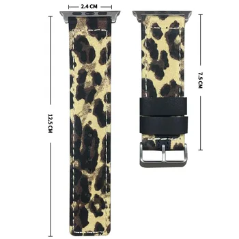 Panza Curea din Piele pentru Apple Watch SE Trupă Seria 6 5 4 3 2 Bratara 40/44/38/42mm Leopard de Imprimare de Camuflaj Stil Încheietura Curea