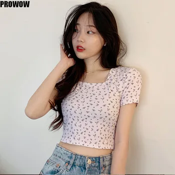 Coreeană Elegant Floare De Imprimare T-Shirt Femei Topuri Casual De Vară 2020 New Sosire Sexy O-Gat Maneci Scurte T Shirt Pentru Femei