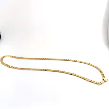 18 K Aur Galben Solid Umplut de bordură Cubanez Link-ul Lanț Colier cu bordură italiană Timbru 750 Bărbați Femei 7mm 75CM mult Hip-Hop