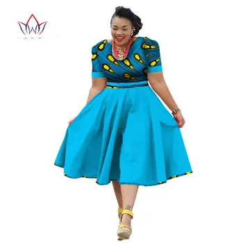 Plus Dimensiunea Îmbrăcăminte 2021 Rochie de Vara Africane Tradiționale de Îmbrăcăminte Pentru Femei Bazin Riche African Print Rochie cu Maneci Scurte WY733