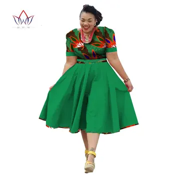 Plus Dimensiunea Îmbrăcăminte 2021 Rochie de Vara Africane Tradiționale de Îmbrăcăminte Pentru Femei Bazin Riche African Print Rochie cu Maneci Scurte WY733