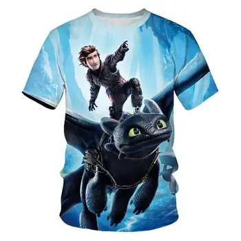2019 noi de vara copii t-shirt, cum sa iti dresezi dragonul 3D de desene animate de imprimare t-shirt pentru baieti si fete Bluze pentru baieti haine tricou