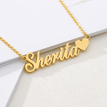 Farmecul Nume Personalizat Colier Pentru Femei la Modă Inima Panglică Plăcuța Coliere de Aur Stianless Oțel Cravată Cadouri de Ziua Îndrăgostiților