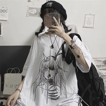 Vara Tricou Femei T Shirt Harajuku cu mânecă Scurtă de sex Feminin coreeană Personalitatea de Imprimare Vrac Student Sălbatic Alb T-shirt-Uri de Top