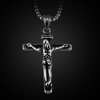 Isus Cruce din Oțel 316L Titan Pandantiv Colier Hot-Vânzare Inri Crucea Pandantiv Colier Pentru Bărbați de Înaltă Calitate