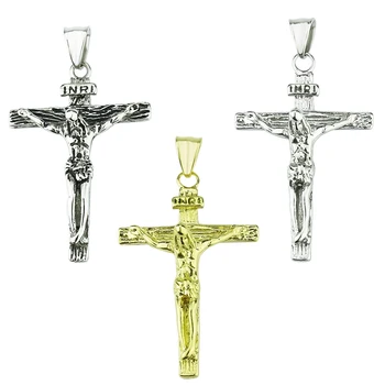 Isus Cruce din Oțel 316L Titan Pandantiv Colier Hot-Vânzare Inri Crucea Pandantiv Colier Pentru Bărbați de Înaltă Calitate