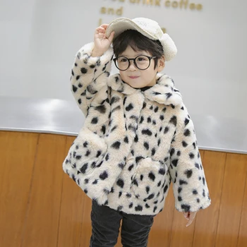 Susy Moda Nou Copil Fată Băiat Jacheta de Iarna Leopard Faux Blana Groasă Copil Toddle Cald Haină de Blană, Haine pentru Copii Uza 1-8Y